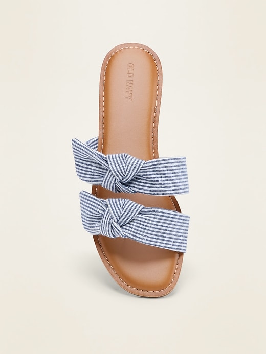 Image number 3 showing, Asymmetric Double-Bow Slide Sandals