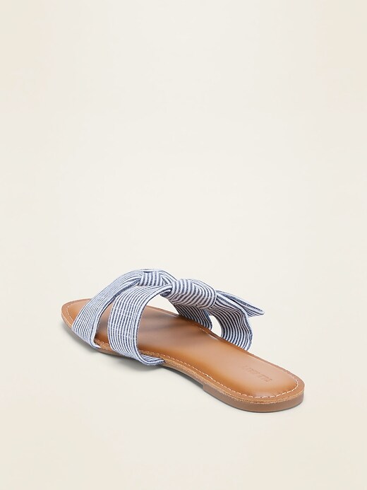 Image number 4 showing, Asymmetric Double-Bow Slide Sandals