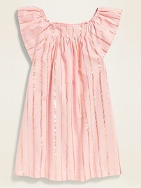 View large product image 3 of 3. Metallic-Stripe Flutter-Sleeve Dress for Toddler Girls