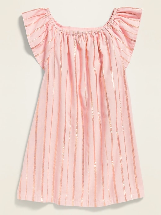 View large product image 2 of 3. Metallic-Stripe Flutter-Sleeve Dress for Toddler Girls