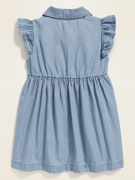 View large product image 2 of 2. Chambray Flutter-Sleeve Shirt Dress for Baby