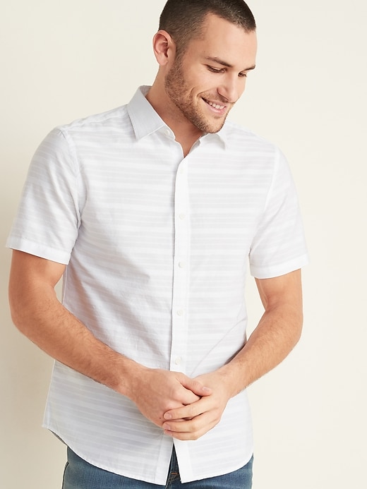 Image number 1 showing, Textured-Dobby Short-Sleeve Shirt