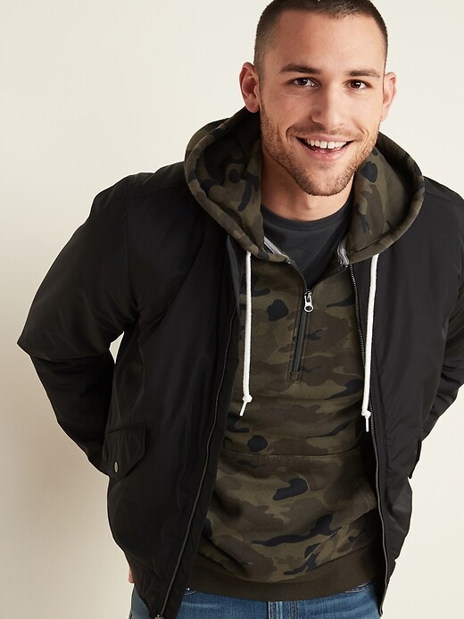 Image number 5 showing, Camo  Quarter Zip Rib-Knit Side-Panel Hoodie