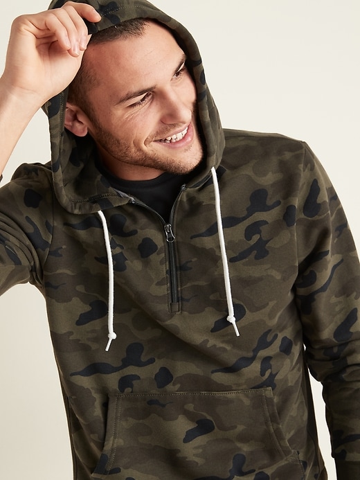 Image number 4 showing, Camo  Quarter Zip Rib-Knit Side-Panel Hoodie