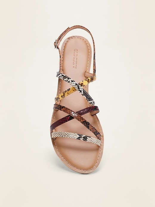 Image number 3 showing, Strappy Faux-Leather Slingback Sandals