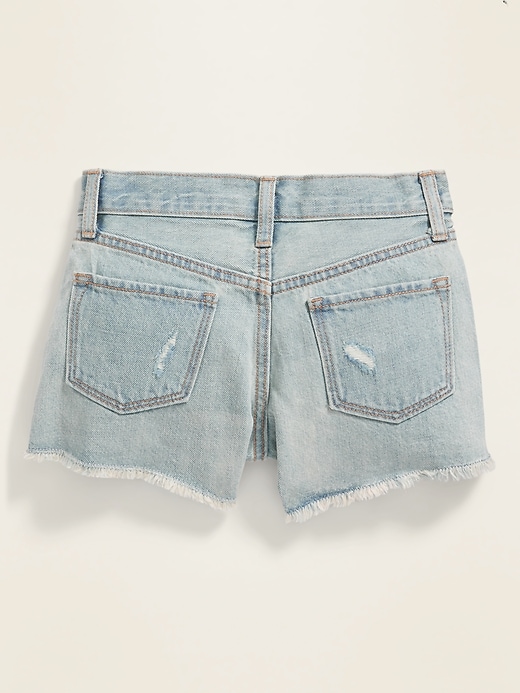 View large product image 2 of 3. Light-Wash Distressed Jean Cut-Off Shorts for Girls