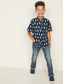 View large product image 3 of 3. Printed Built-In Flex Short-Sleeve Oxford Shirt for Boys