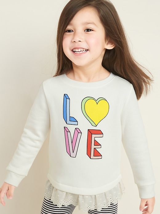 View large product image 1 of 1. Eyelet Peplum-Hem Sweatshirt for Toddler Girls