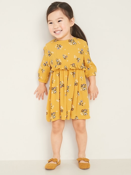 View large product image 1 of 1. Printed Crinkle-Crepe Ruffle-Waist Dress for Toddler Girls