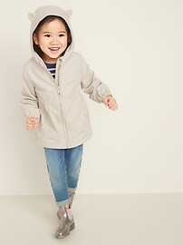 View large product image 3 of 4. Water-Resistant Hooded Critter Jacket for Toddler Girls
