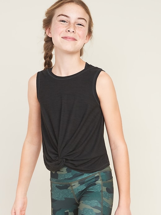 View large product image 1 of 4. Ultra-Soft Breathe ON Go-Dry Twist-Hem Tank Top for Girls