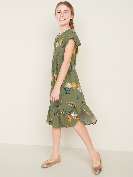 View large product image 1 of 1. Flutter-Sleeve Tulip-Hem Midi Dress for Girls