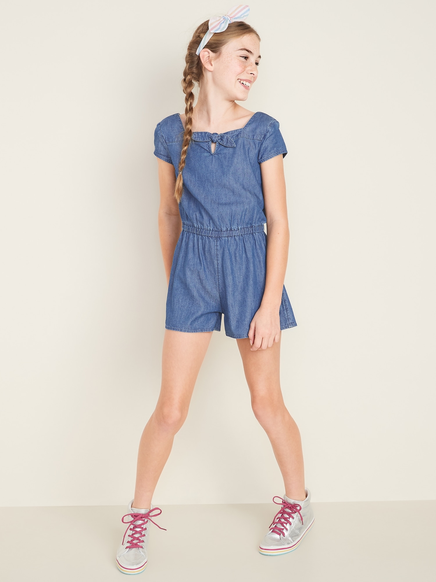 Girls store chambray romper