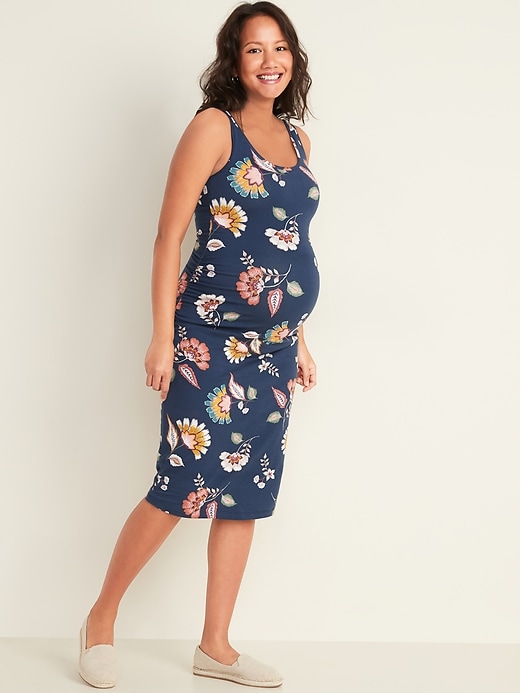 View large product image 1 of 1. Maternity Printed Jersey Bodycon Tank-Top Dress