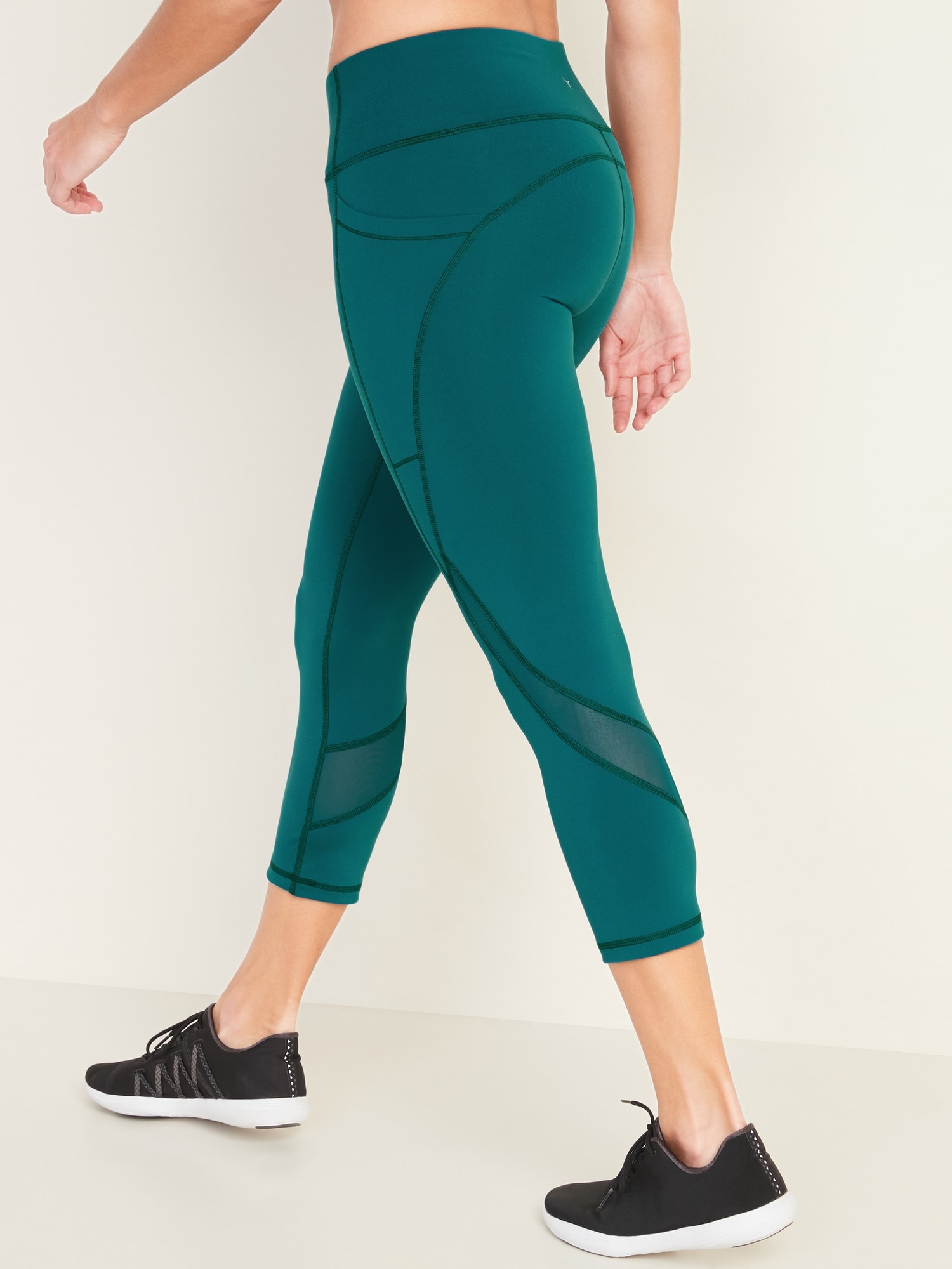 Buy Solid Mid-Rise Cropped Leggings with Pockets