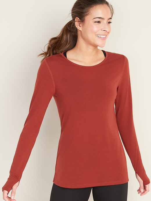 View large product image 1 of 1. UltraLite Boat-Neck Long-Sleeve Performance Top for Women