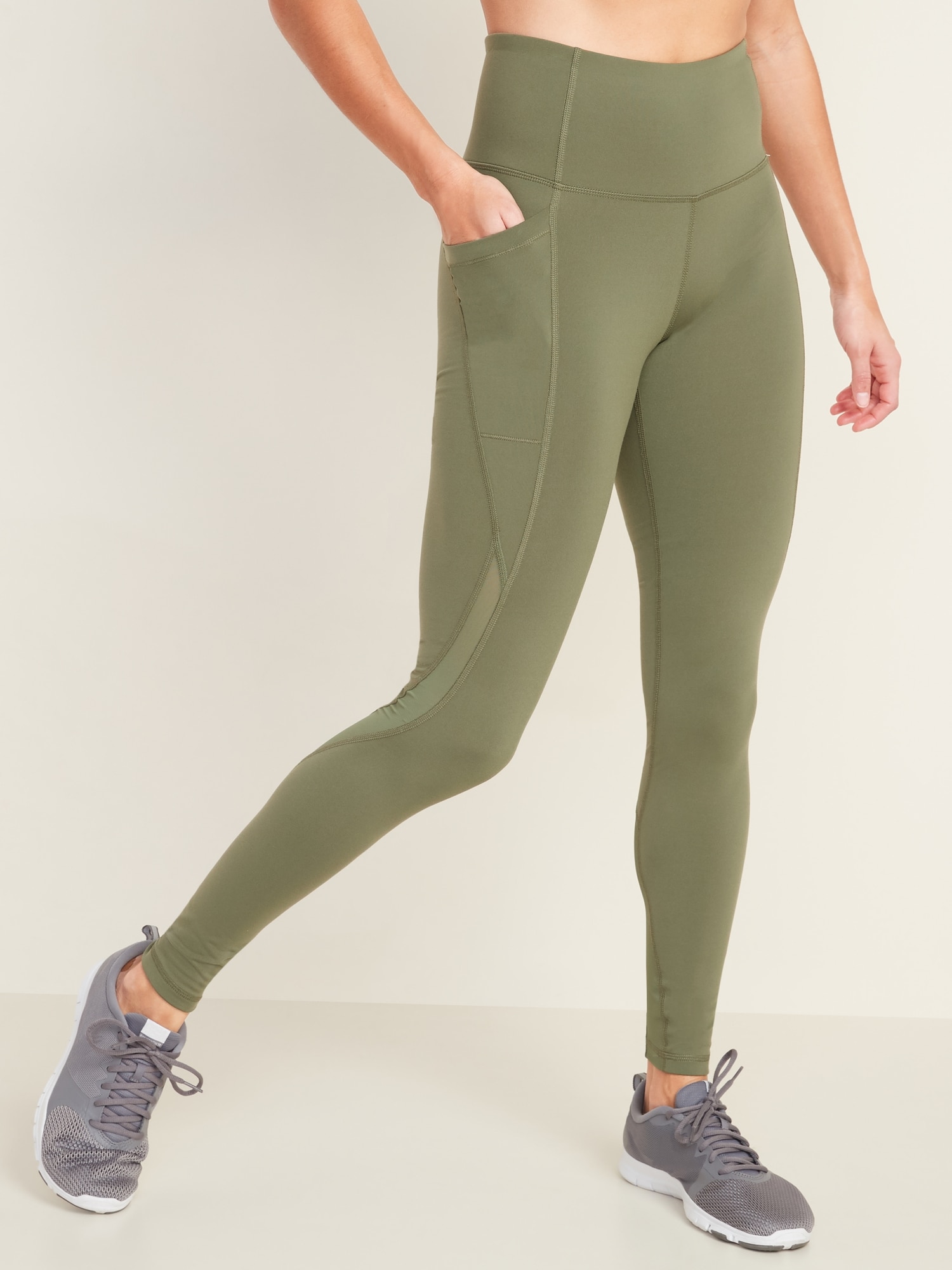 Old Navy Active Olive Green Cheetah Elevate Go-Dry Cropped