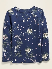 View large product image 4 of 4. Fitted Square-Neck Floral Top for Girls