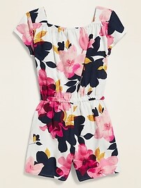 View large product image 3 of 3. Printed Linen-Blend Romper for Girls