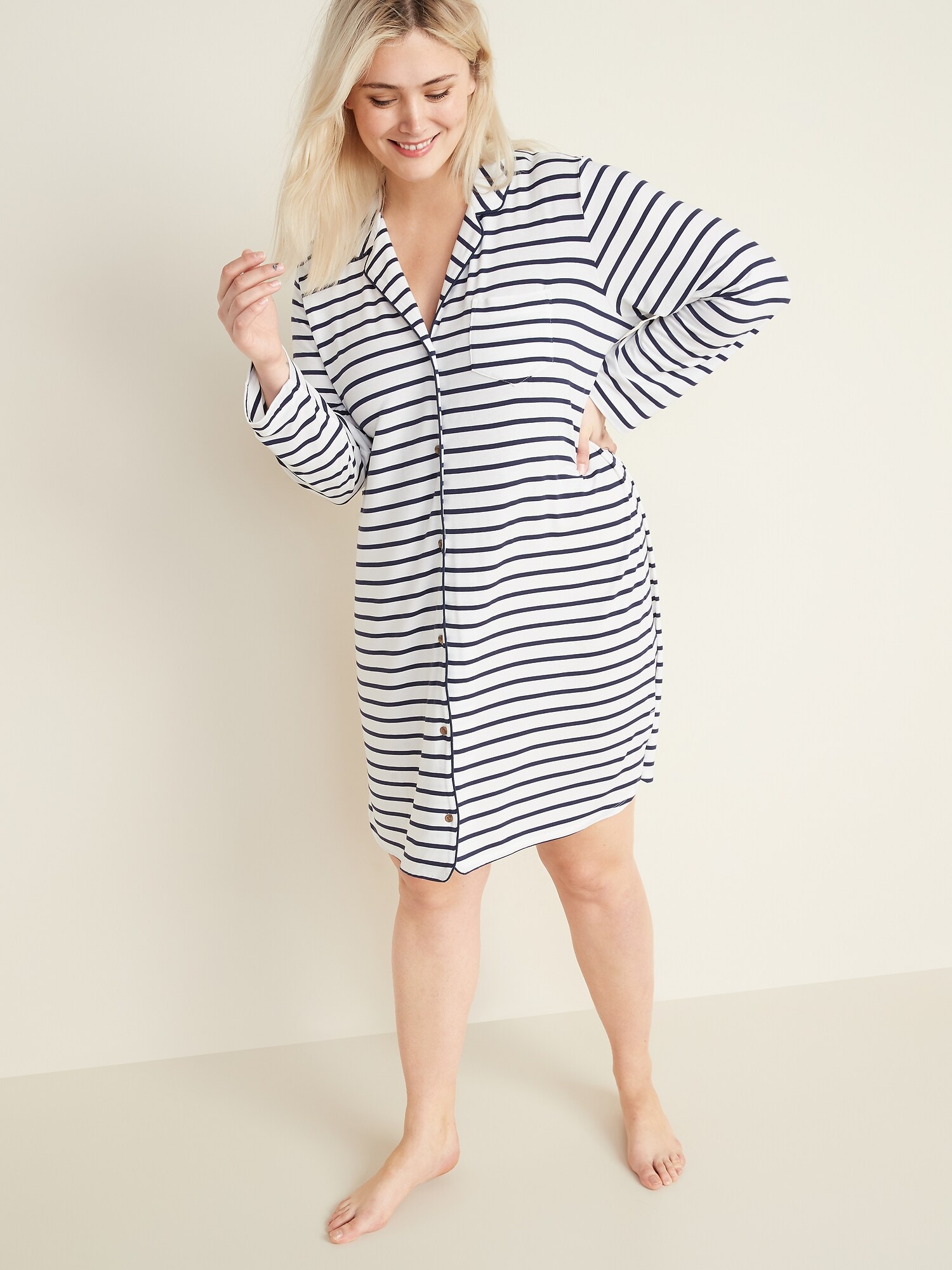 Striped Jersey Plus-Size Pajama Dress | Old Navy