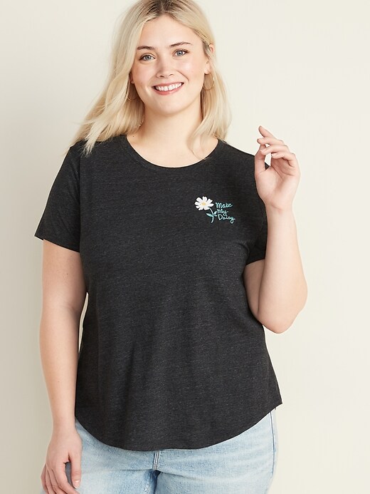 View large product image 1 of 3. EveryWear Embroidered-Graphic Plus-Size Tee