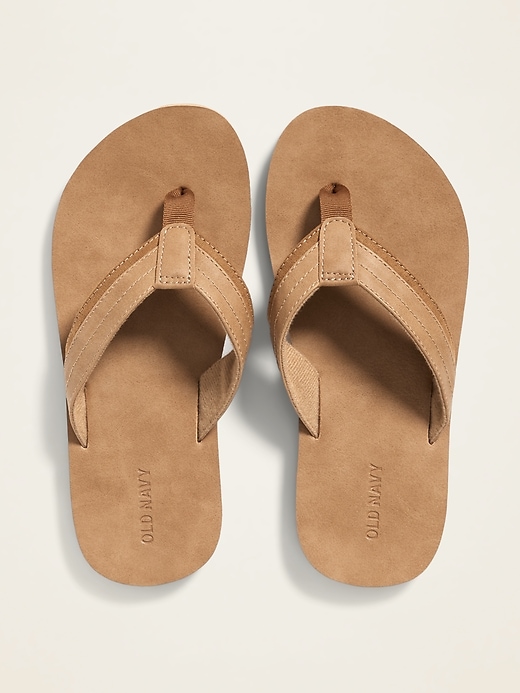 View large product image 1 of 1. Faux-Leather Flip-Flops For Boys