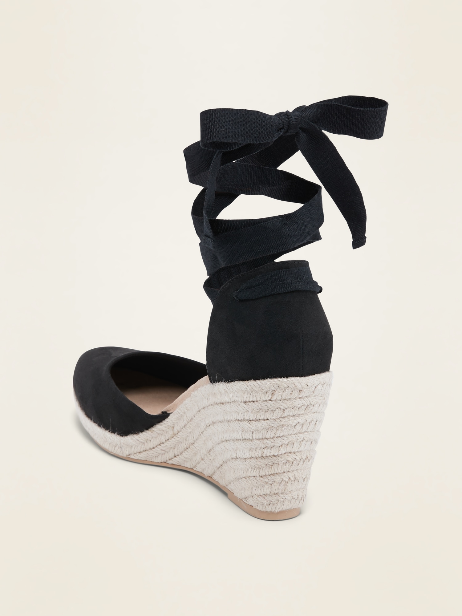 Faux-Suede Strappy Lace-Up Espadrille 