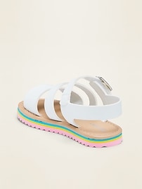View large product image 3 of 4. Faux-Leather Triple-Strap Sandals for Toddler Girls