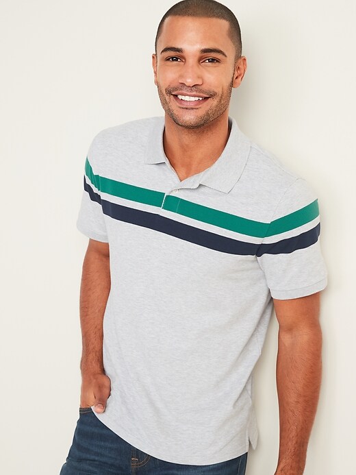 View large product image 1 of 4. Center-Stripe Moisture-Wicking Pro Polo