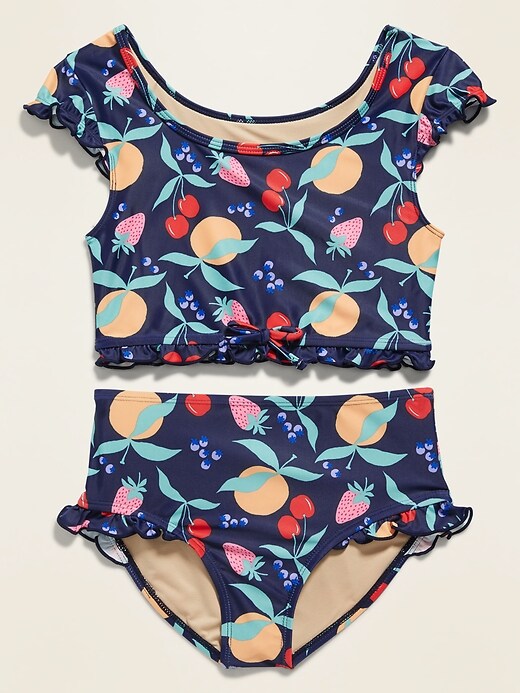 View large product image 2 of 2. Printed Ruffle-Trim Bikini for Girls