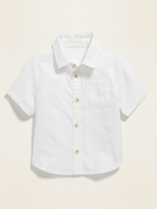 View large product image 1 of 2. Slub-Weave Short-Sleeve Oxford Shirt for Baby