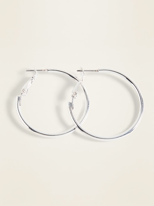 View large product image 1 of 2. Silver-Toned Hoop Earrings for Women