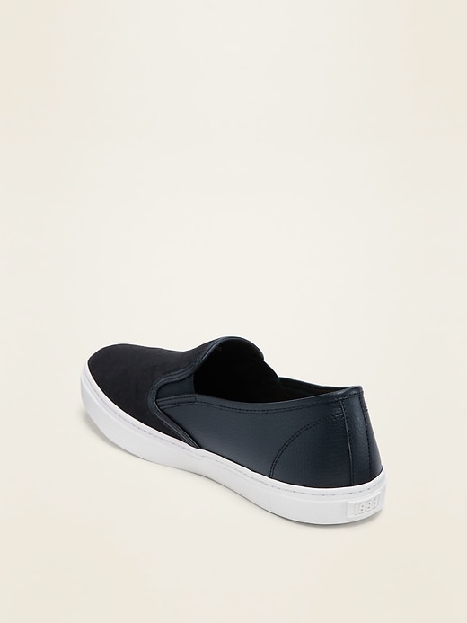 Image number 4 showing, Faux-Suede/Faux-Leather Slip-On Sneakers