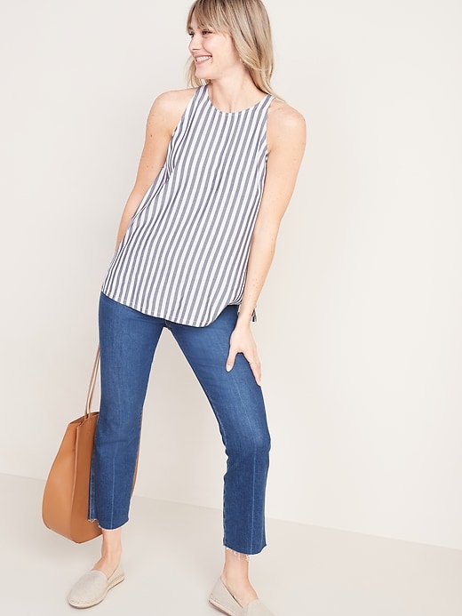 Image number 3 showing, Sleeveless High-Neck Striped Top for Women