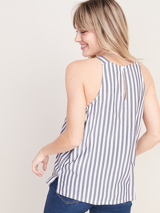Image number 2 showing, Sleeveless High-Neck Striped Top