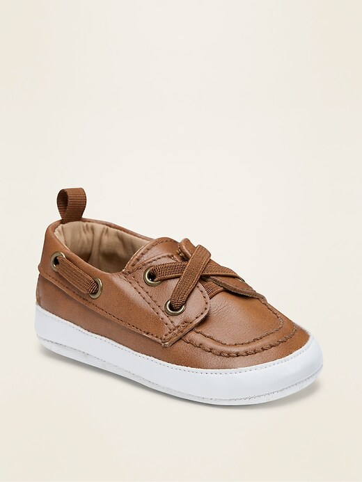 View large product image 1 of 4. Faux-Leather Boat Shoes for Baby