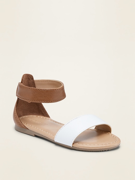 View large product image 1 of 4. Color-Blocked Faux-Leather Sandals for Toddler Girls