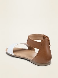 View large product image 3 of 4. Color-Blocked Faux-Leather Sandals for Toddler Girls