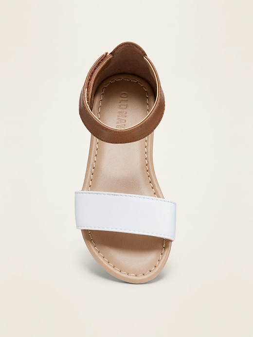 View large product image 2 of 4. Color-Blocked Faux-Leather Sandals for Toddler Girls