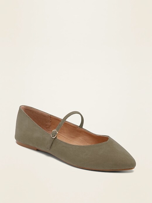 View large product image 1 of 1. Faux-Suede Mary-Jane Ballet Flats