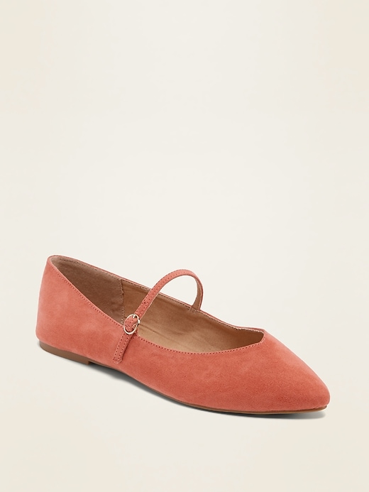 Image number 1 showing, Faux-Suede Mary-Jane Ballet Flats