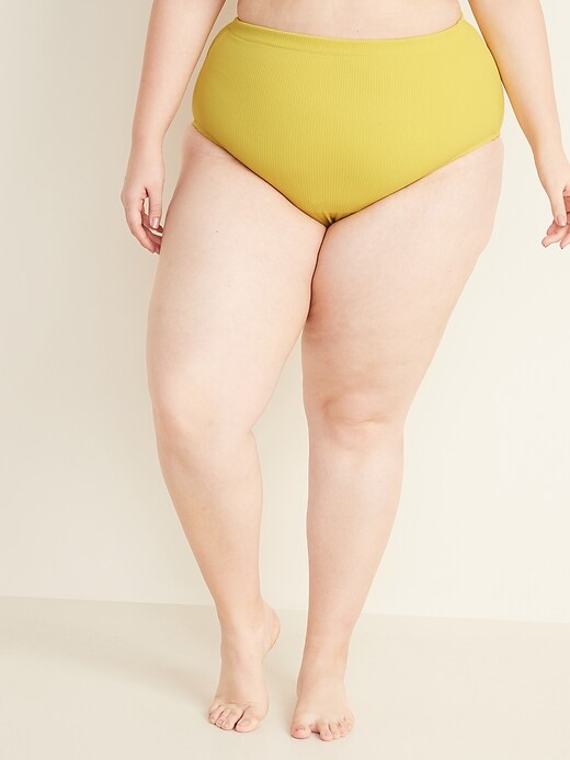 View large product image 1 of 3. High-Waisted Textured Secret-Slim Plus-Size Swim Bottoms