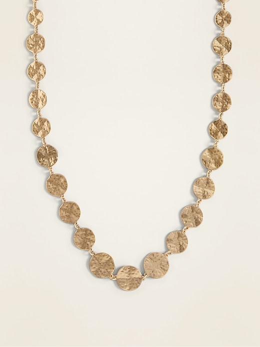 View large product image 1 of 2. Gold-Toned Hammered Disk Necklace For Women