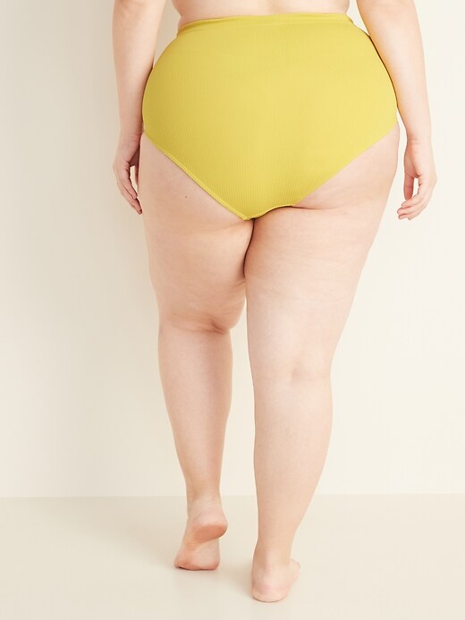 View large product image 2 of 3. High-Waisted Textured Secret-Slim Plus-Size Swim Bottoms