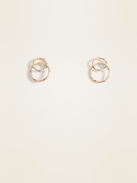 View large product image 1 of 2. Gold-Toned Interlocking Circle Stud Earrings For Women