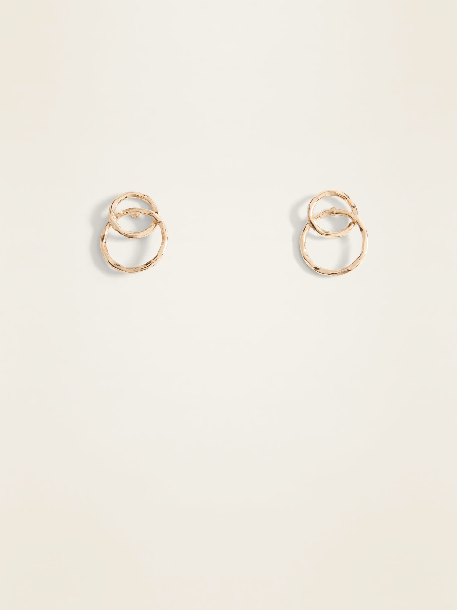 Gold-Toned Interlocking Circle Stud Earrings For Women