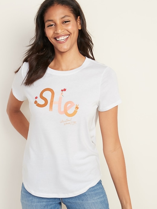 View large product image 1 of 3. "She" International Women's Day Graphic Tee