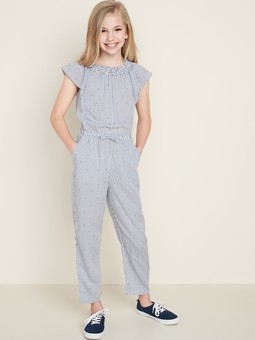 View large product image 1 of 1. Smocked Flutter-Sleeve Jumpsuit for Girls