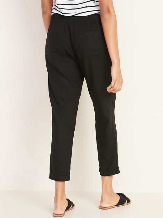 View large product image 2 of 3. Mid-Rise Cropped Linen-Blend Pants