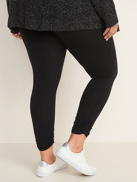 View large product image 2 of 2. High-Waisted Ruched Plus-Size Leggings